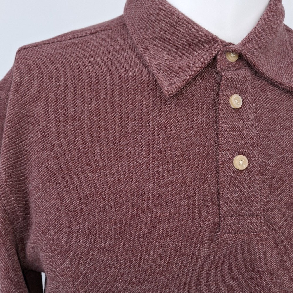 UNTUCKit DAO Polo Shirt Mens Medium Maroon Long Sleeve Heathered Cotton Blend - Picture 4 of 15